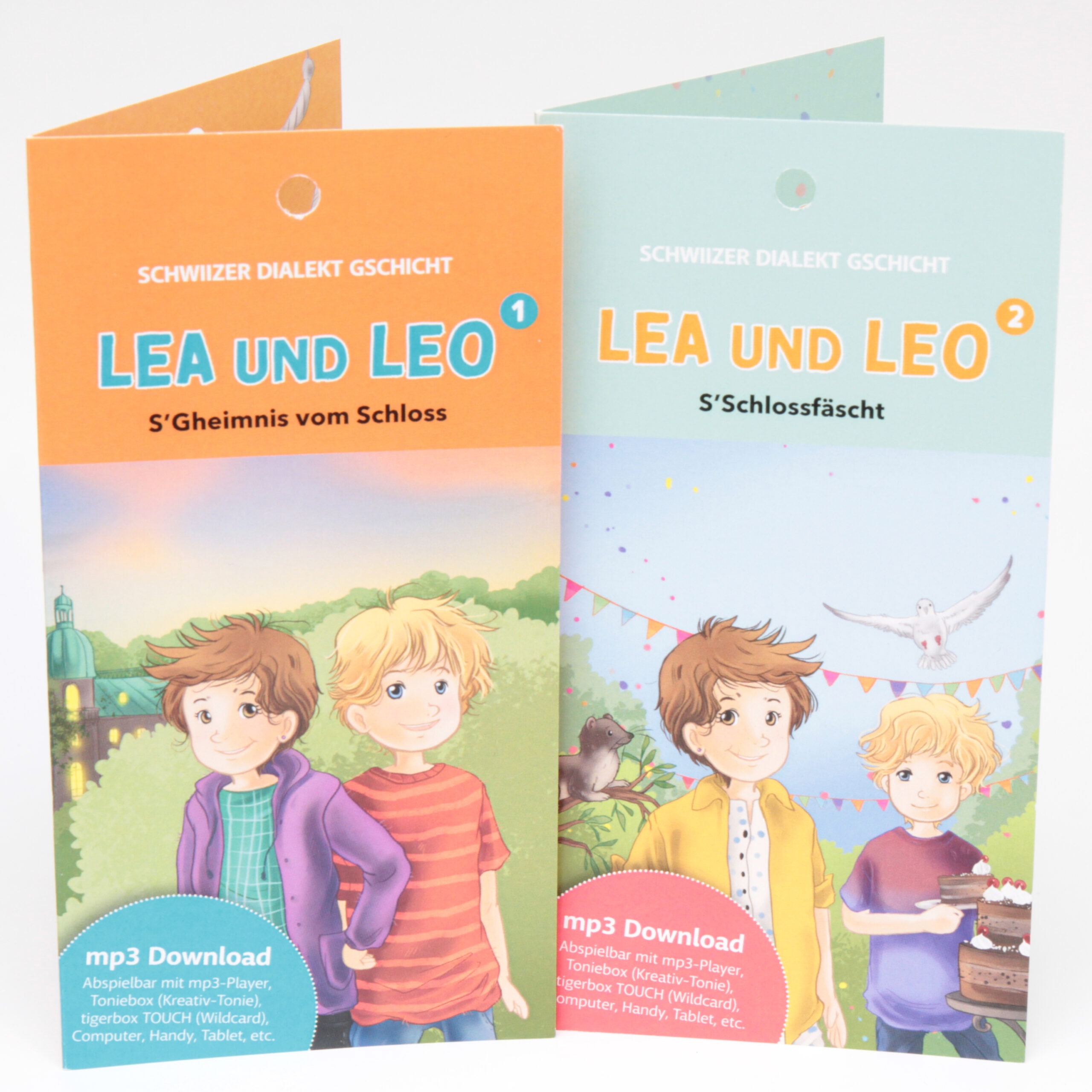 Lea und Leo Folge 1 und 2 mp3 Download-Karten, Schwiizer Dialekt Gschichte